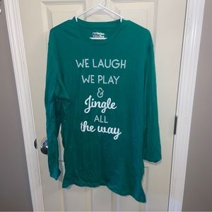 Jammies for Families mens XLT sleep shirt green long sleeve Christmas Theme.